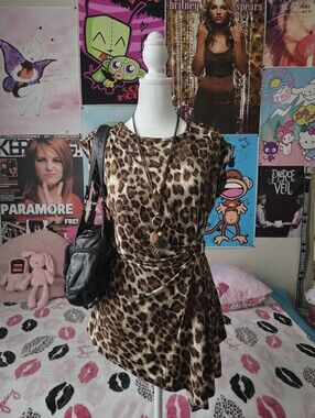 2000s Y2k Leopard Print Top